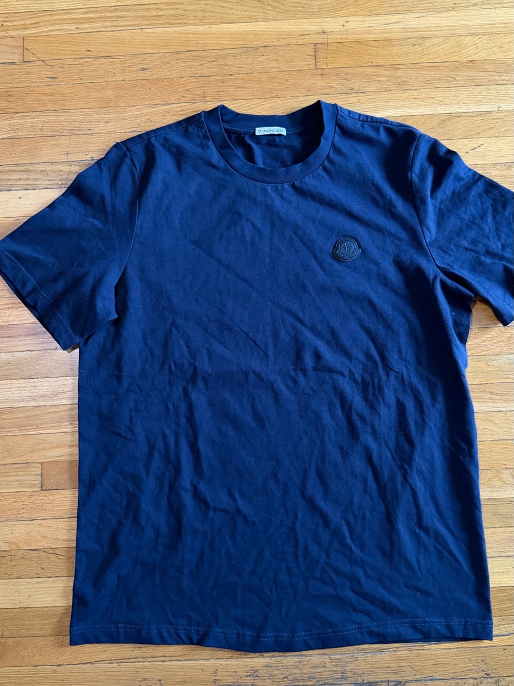 Moncler Navy Short Sleeve Crewneck T-Shirt with Subtle Logo